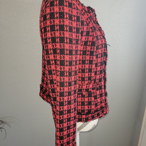 Wool Tweed Textured Houndstooth Plaid print - Picture 3 of 6